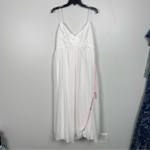 MAC DUGGAL Faux Wrap Sleeveless Flowy MIDI Dress White 70099 - Picture 5 of 10